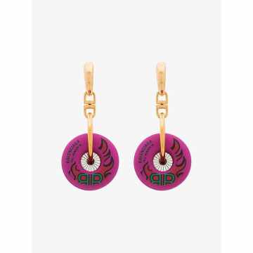 pink Wheel logo print earrings