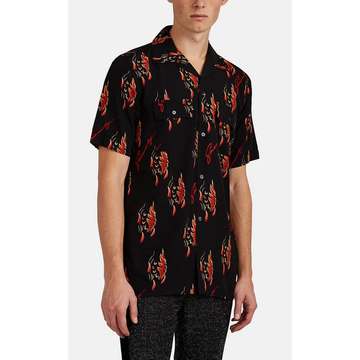 Logo Flame Georgette Bowling Shirt