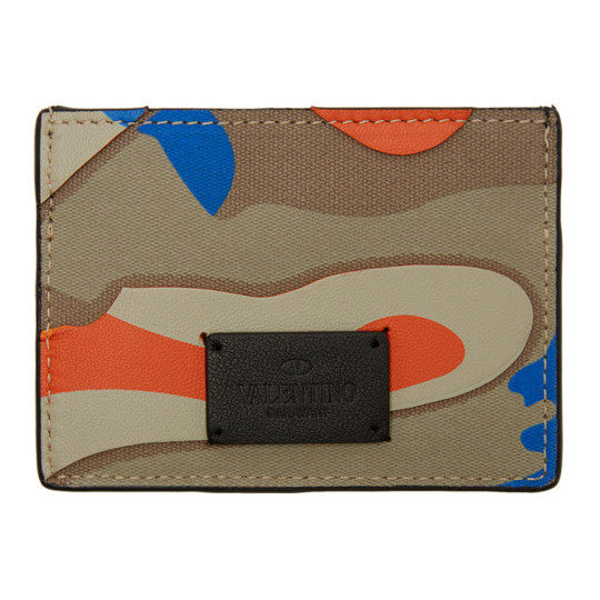 Blue & Orange Valentino Garavani Camo Card Holder展示图