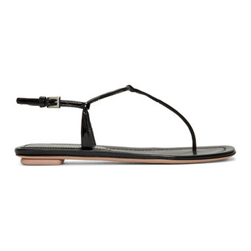 Black Patent T-Strap Sandals