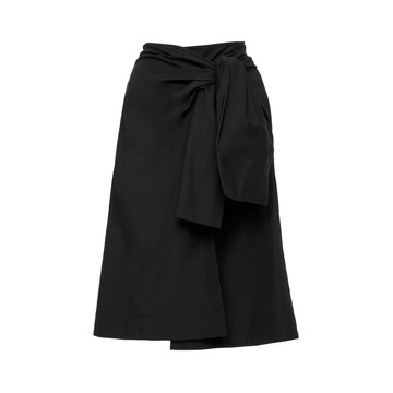 Waist Tie Front Slit Solid Skirt