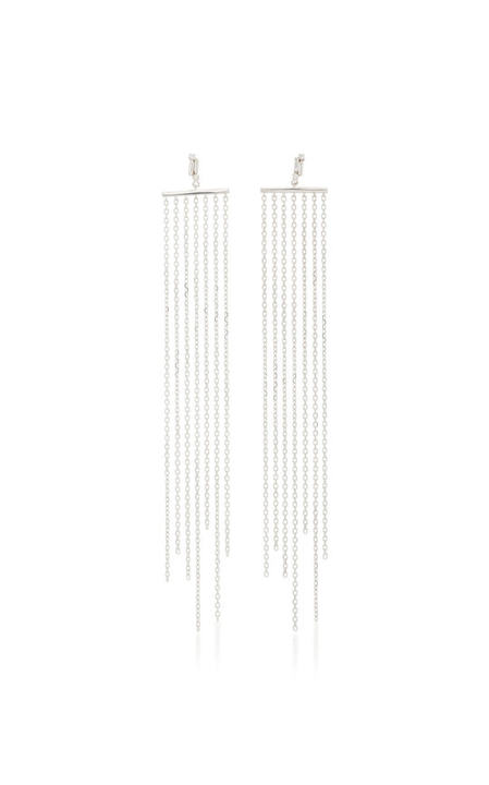 18K White Gold Diamond Fringe Earrings展示图