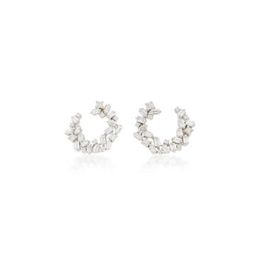 18K White Gold Mini Diamond Hoop Earrings