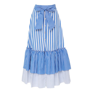 Tie Midi Ruffle Skirt