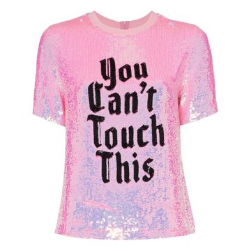 sequin embellished slogan T-shirt