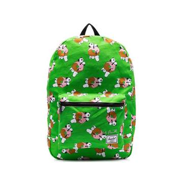 lime green Snoopy print dual compartment backpack