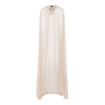 Embellished Bow Tulle Maxi Cape