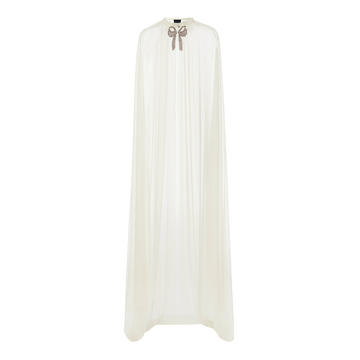 Embellished Bow Tulle Maxi Cape