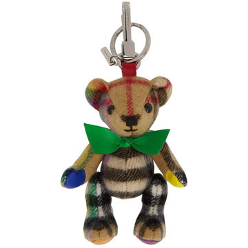 Beige Vintage Rainbow Check Thomas Keychain