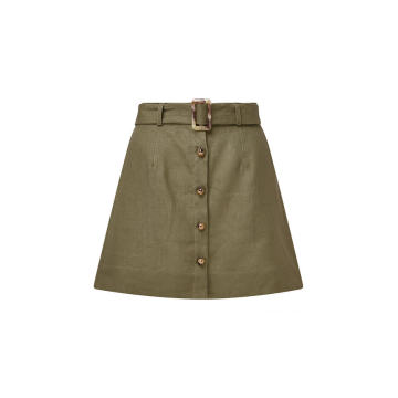 Belted Linen Mini Skirt