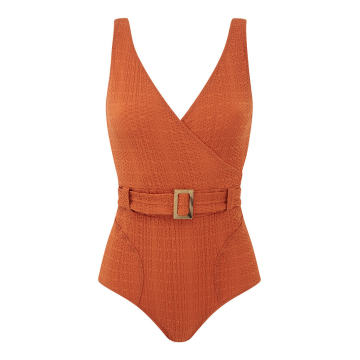 Yasmin Belted Textured Swimsuit