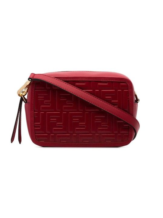 red logo embossed mini leather camera bag展示图