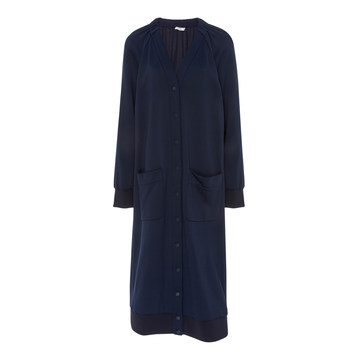 Shirred V-Neck Cardigan Dress