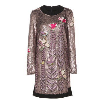 Magnolia Satin Sequin Embroidered Dress