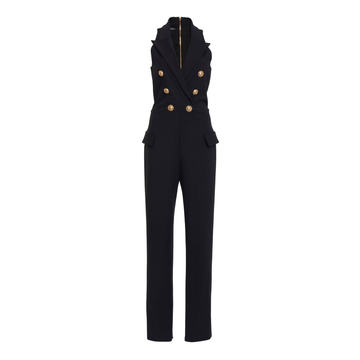 Sleeveless Double-Breasted Cady Jumpsuit