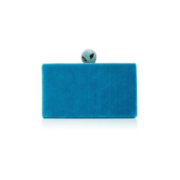 Jean Velvet Box Clutch with Jeweled Topper