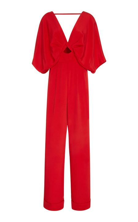 Red Canna Silk Crepe Jumpsuit展示图