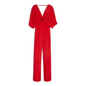 Red Canna Silk Crepe Jumpsuit