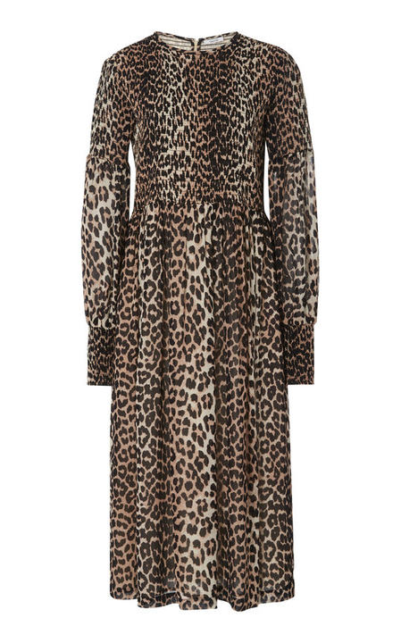 Smocked Leopard-Print Georgette Dress展示图