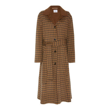 Sira Brown Check Double Wool Flare Coat