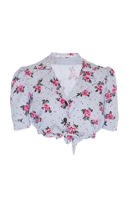 Floral Printed Crop Shirt展示图