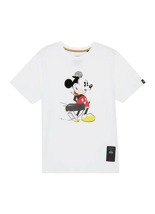 x Disney Mickey Mouse中性款拼接米奇图案纯棉T恤展示图