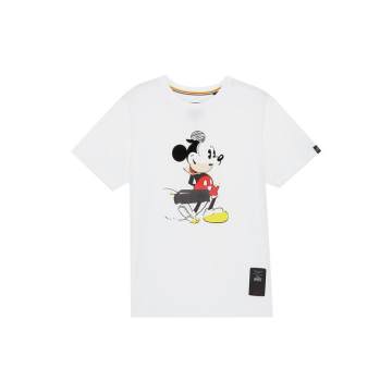 x Disney Mickey Mouse中性款拼接米奇图案纯棉T恤