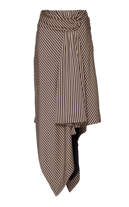 Stripe Twist Front Drape Skirt展示图