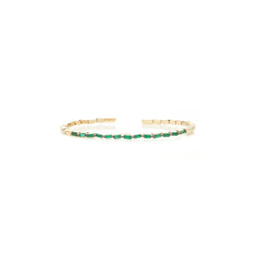 18K Yellow Gold And Emerald Baguette Bangle