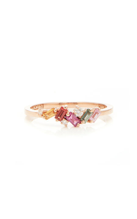 18K Rose Gold, Diamond And Sapphire Mini Ring展示图