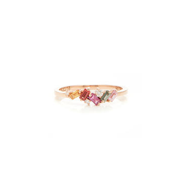 18K Rose Gold, Diamond And Sapphire Mini Ring