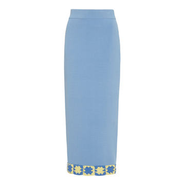 Pier Macrame-Trimmed Stretch-Knit Midi Skirt