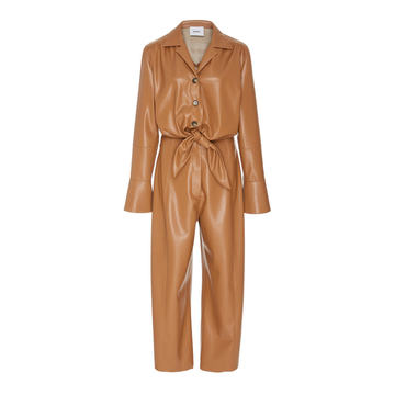 Ana Tie Front Vegan Leather Jumpsuit