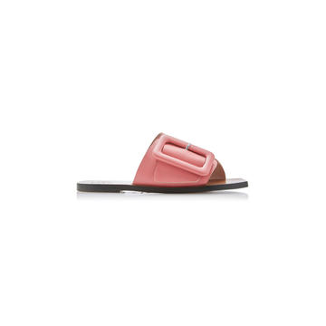 Ceci Buckled Leather Slides