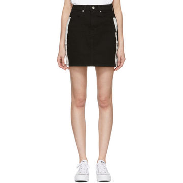 Black Striped Denim High-Rise Miniskirt