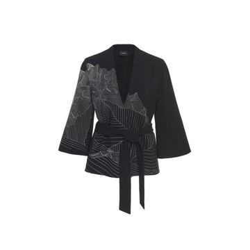 Cherelle Double Face Embroidered Wool Wrap Jacket