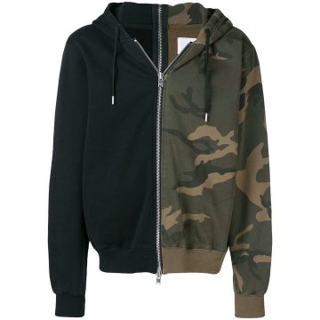 colourblock camouflage hoodie