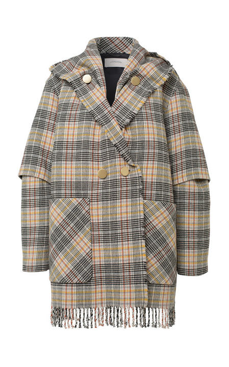 Fringy Check Oversized Cotton-Wool Blend Jacket展示图