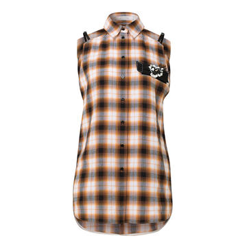 Fragmented Checks Sleeveless Cotton Blend Top