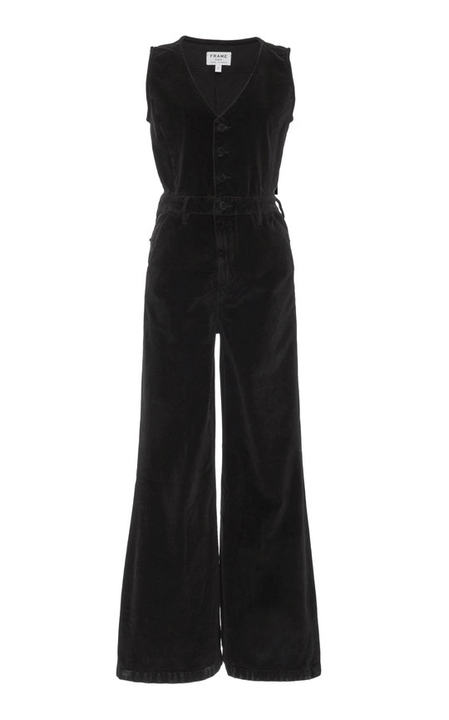 Le Velveteen Button Front Jumpsuit展示图