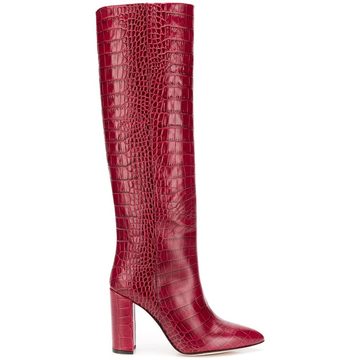 snakeskin effect knee boots