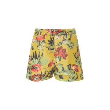 Floral-Print Linen Shorts