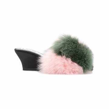 fur heel mules