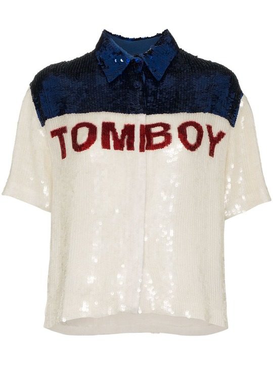 Tomboy sequinned button-down shirt展示图