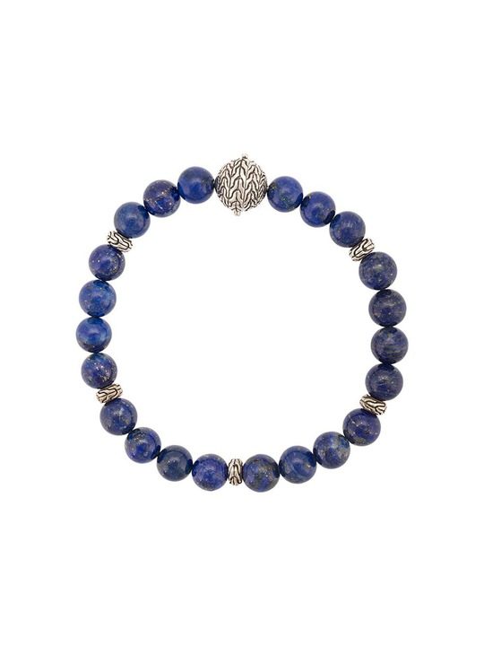 Silver Classic Chain Lapis Lazuli Round Bead Bracelet展示图