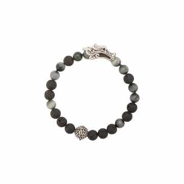 Naga granite and sapphire glass bead bracelet