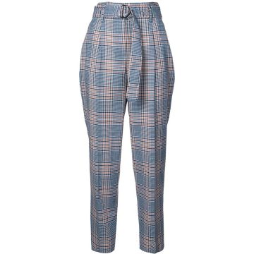 checked high waisted trousers