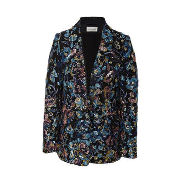 Floral-Print Sequin-Embellished Blazer