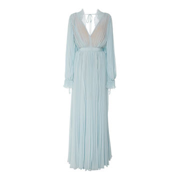 Pleated Chiffon Maxi Dress