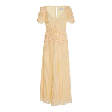 Pleated Chiffon Midi Dress